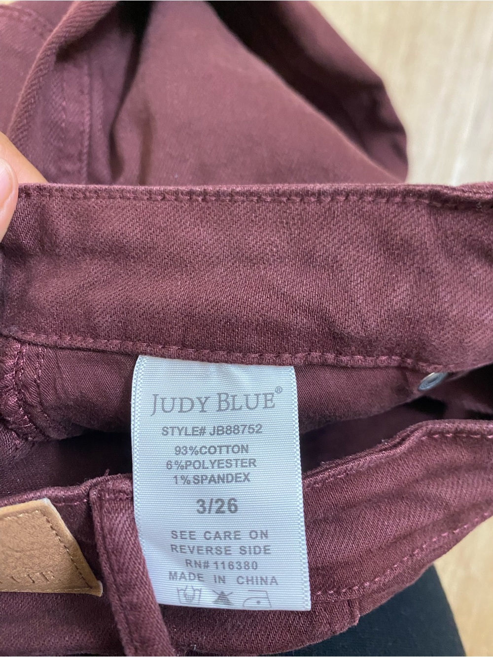 Judy Blue Wide Leg Jeans in Deep Burgundy - Picture 6 of 6